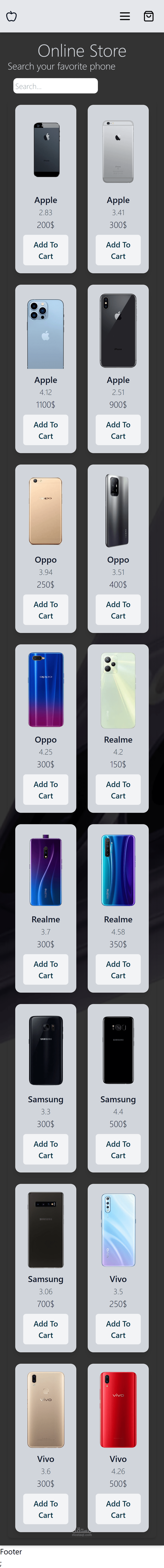• Mobile store (tailwind framework):