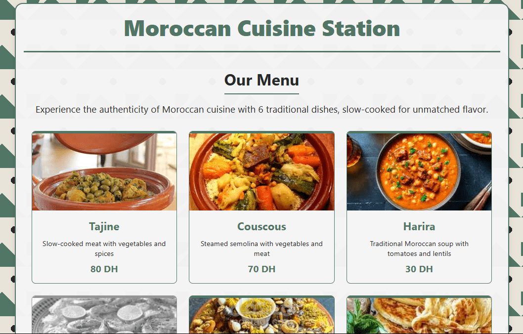 وصف العمل (Moroccan Cuisine Station)