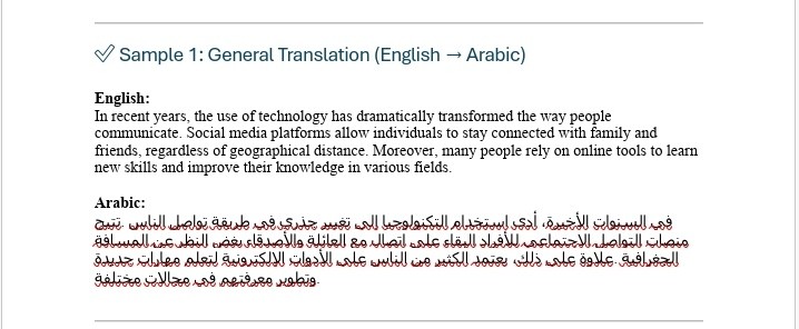 General translation sample : modern communication and technology