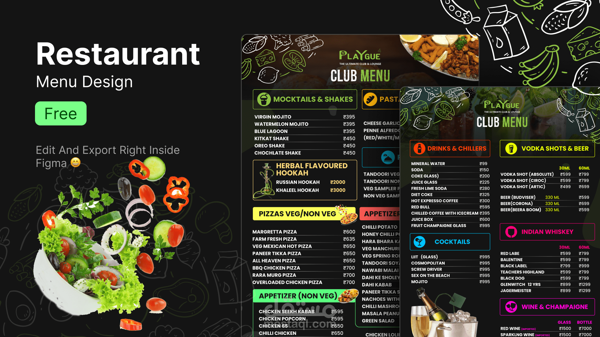 Free Restaurant Menu Design Template - Editable in Figma
