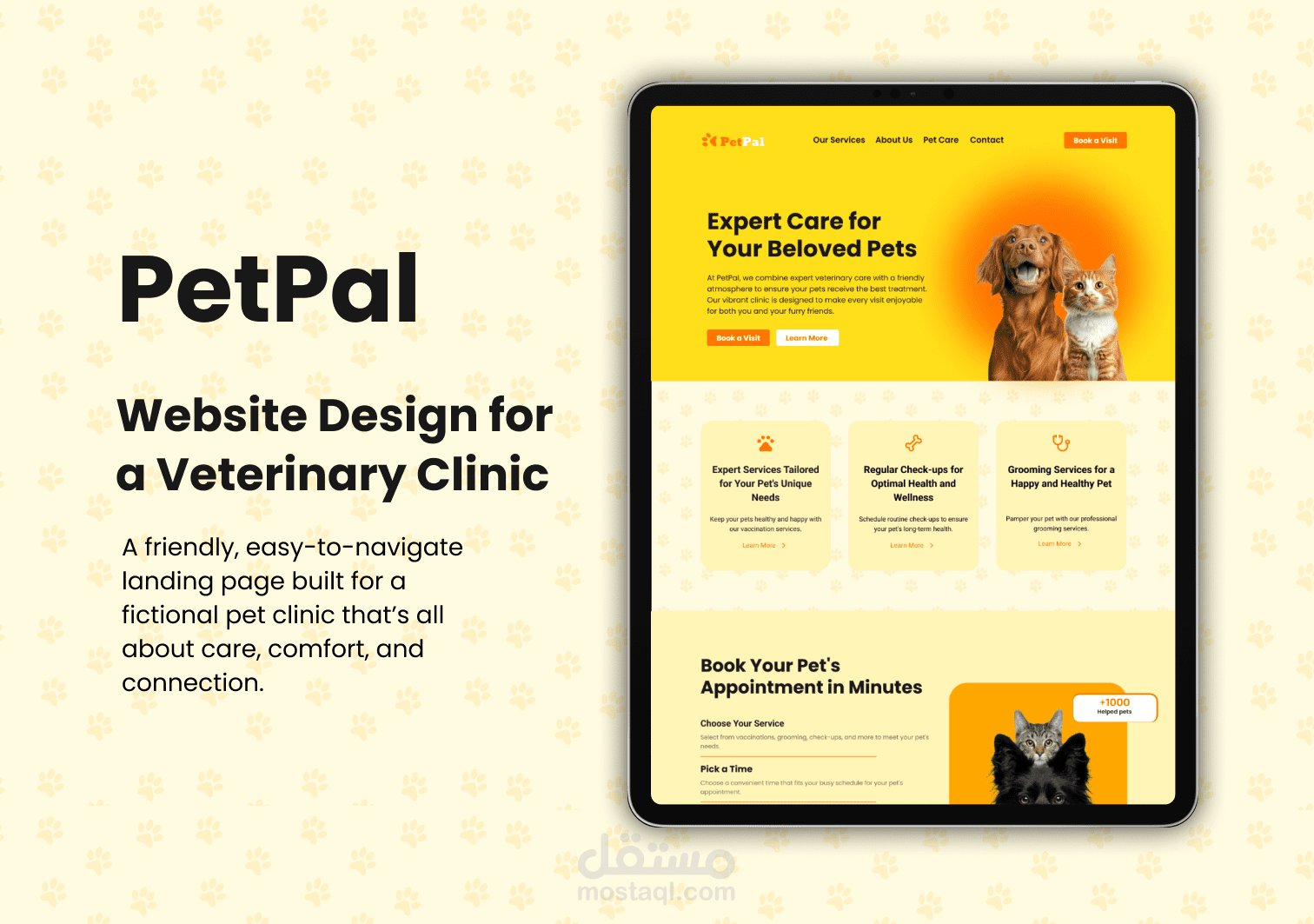 تصميم صفحة هبوط عصرية لعيادة بيطرية - PetPal