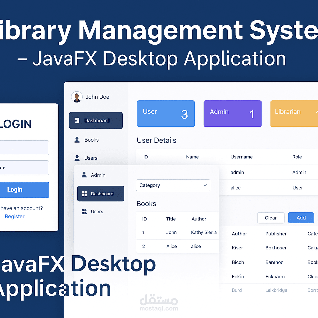 نظام ادارة مكتبة - Library Mangament System JavaFX Desktop Application
