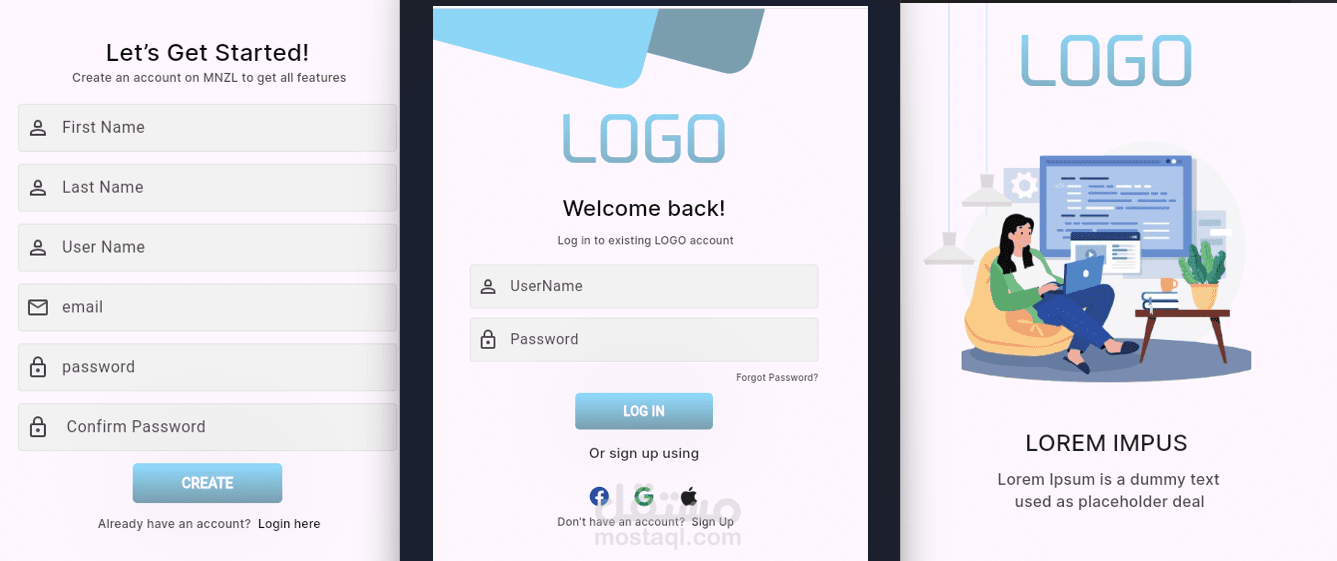 log in ui