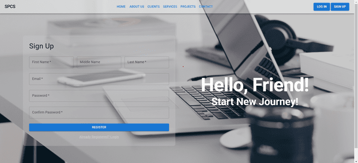 Signup page