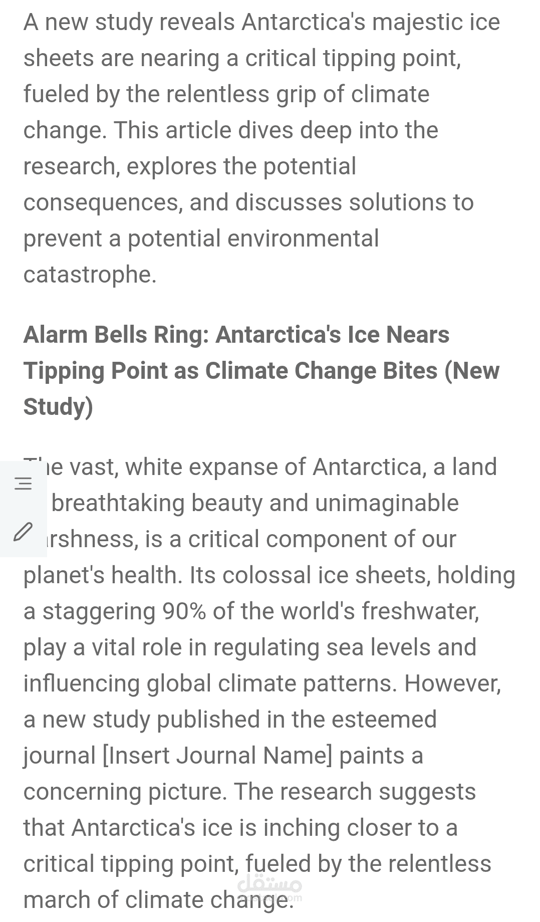 Alarm Bells Ring: Antarctica's Ice Nears Tipping Point as Climate Change Bites (New Study)