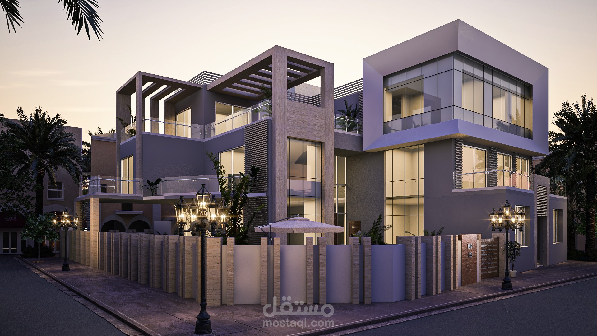 فيلا الهاجري – تصميم خارجي وداخلي بطراز حديث