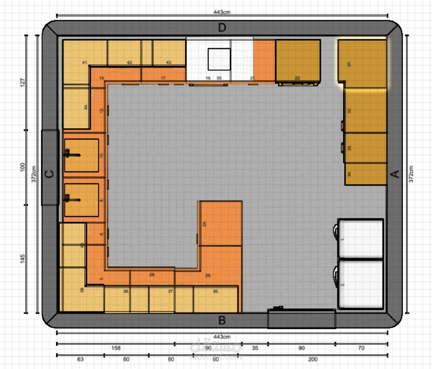 خريطة مطبخ عن طريق موقع Kitchen Planner