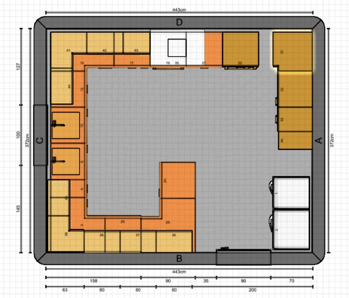 خريطة مطبخ عن طريق موقع Kitchen Planner