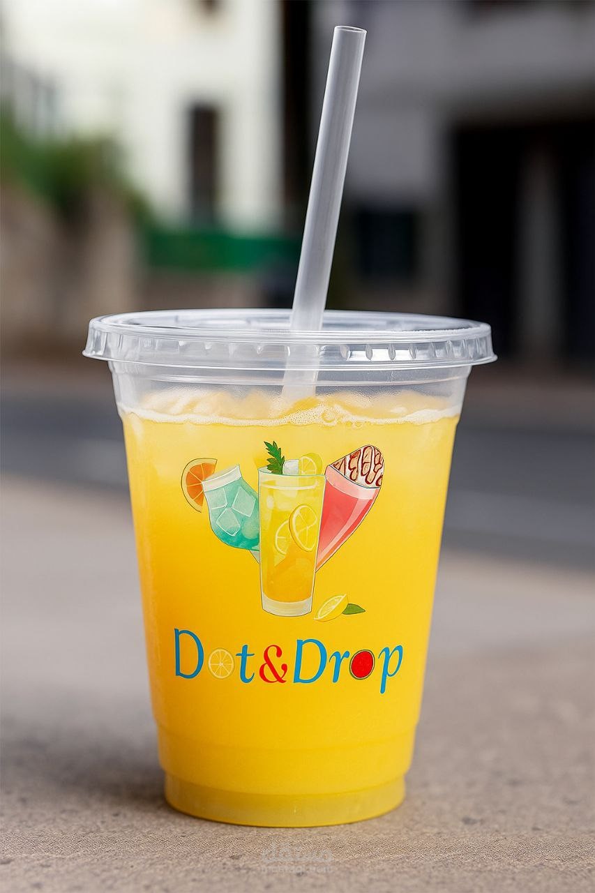 تصميم لوجو لمحل عصائر و ميلك شيك اسمه  dot&drop