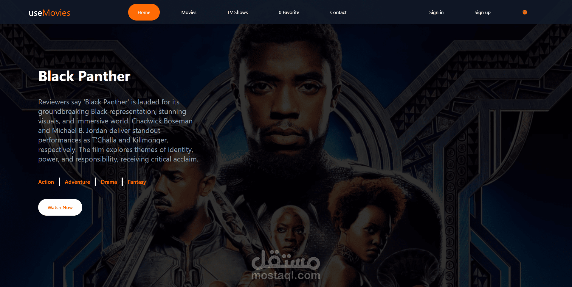 قمت بتطوير تطبيق ويب متكامل ومتجاوب لعرض الأفلام باسم useMovies، يقدم تجربة تصفح سلسة وجذابة للمستخدم على أجهزة الموبايل والكمبيوتر