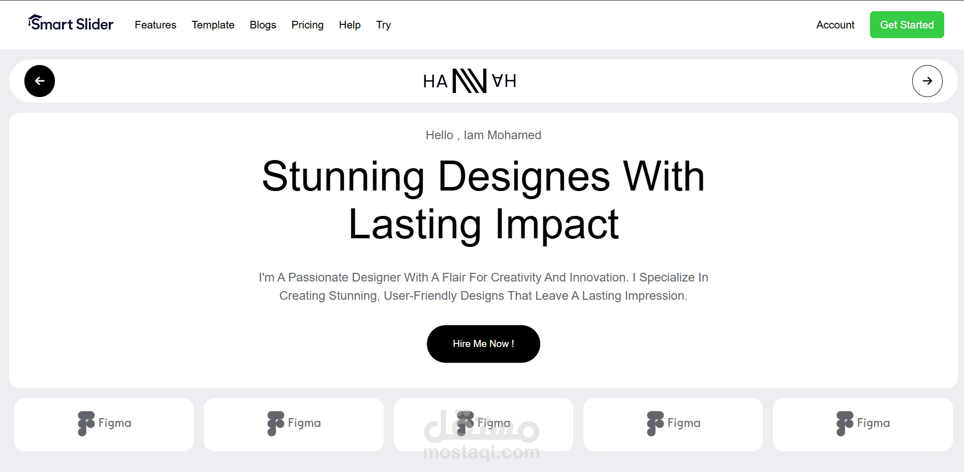 موقع Smart Portfolio Slider – تصميم احترافي تفاعلي لواجهة مصمم