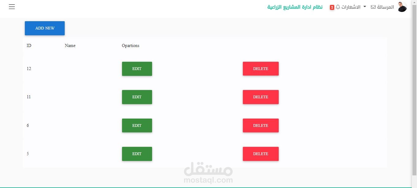 نظام دارة المشاريع الزراعية على الويب