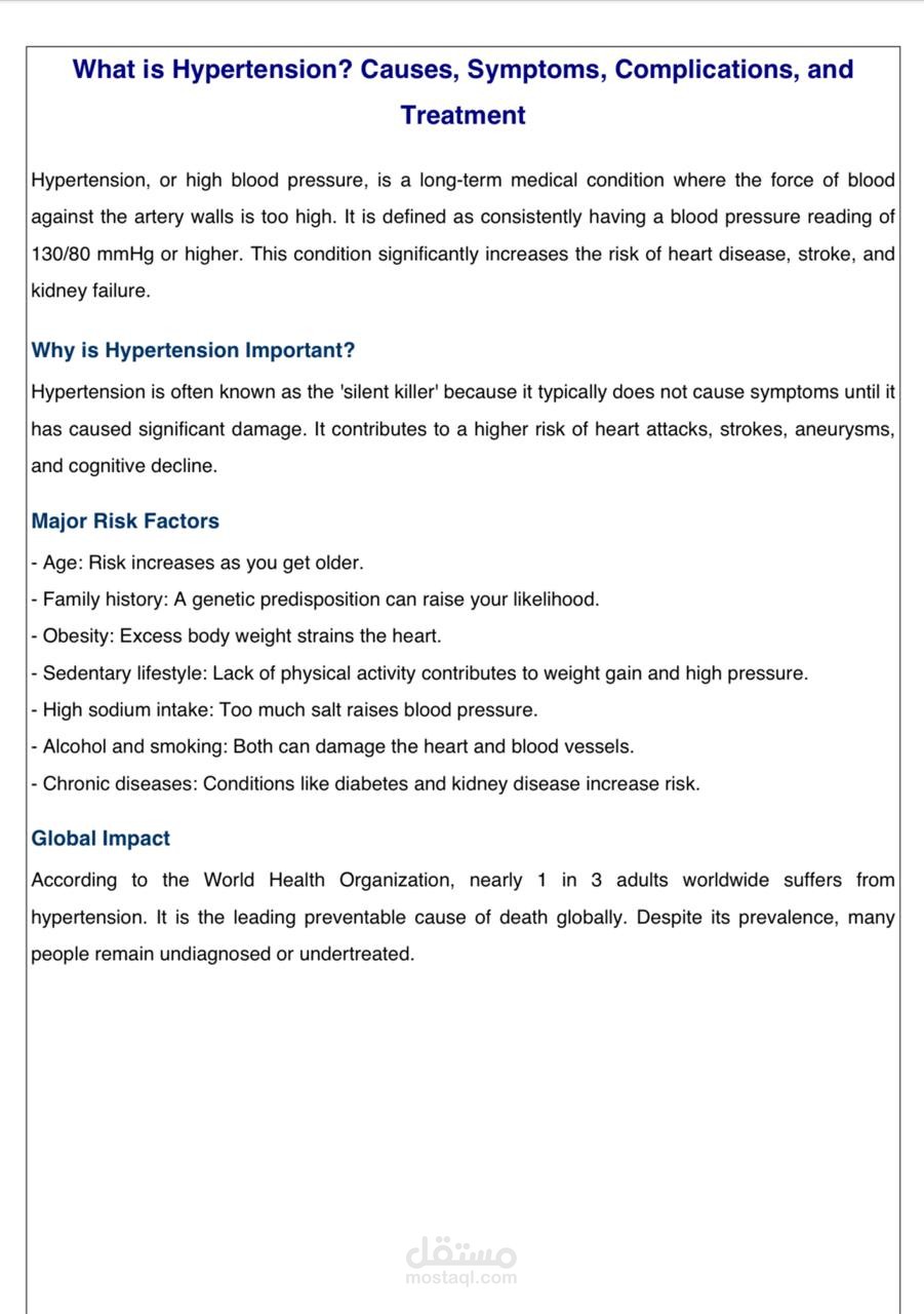 Hypertension: Causes, Symptoms, and Treatment – Medical Article