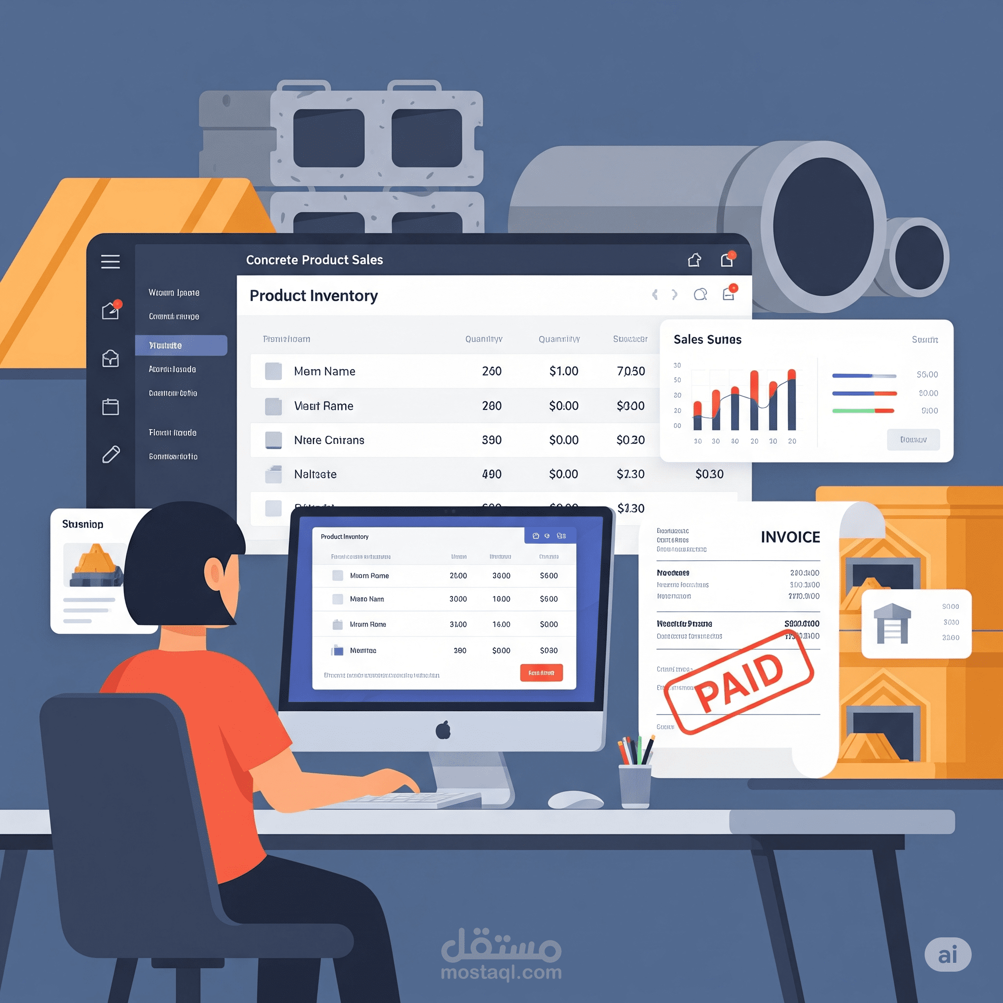 ️ تطبيق مكتبي لإدارة منتجات الخرسانة المسلحة باستخدام C# و MySQL