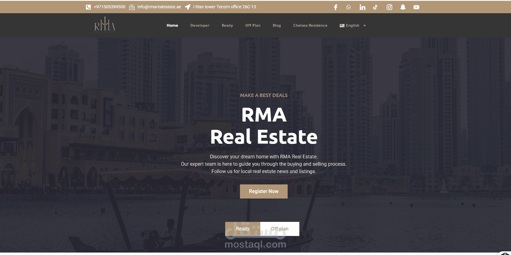 تصميم موقع عقارات لشركة RMA )