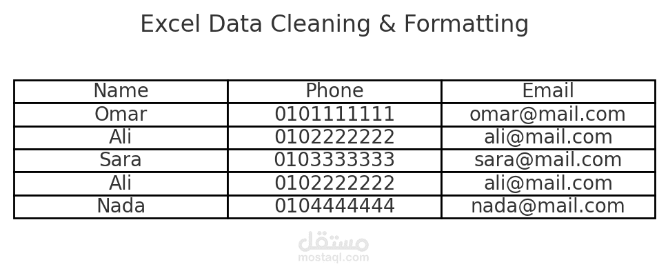 Excel Data Cleaning & Formatting