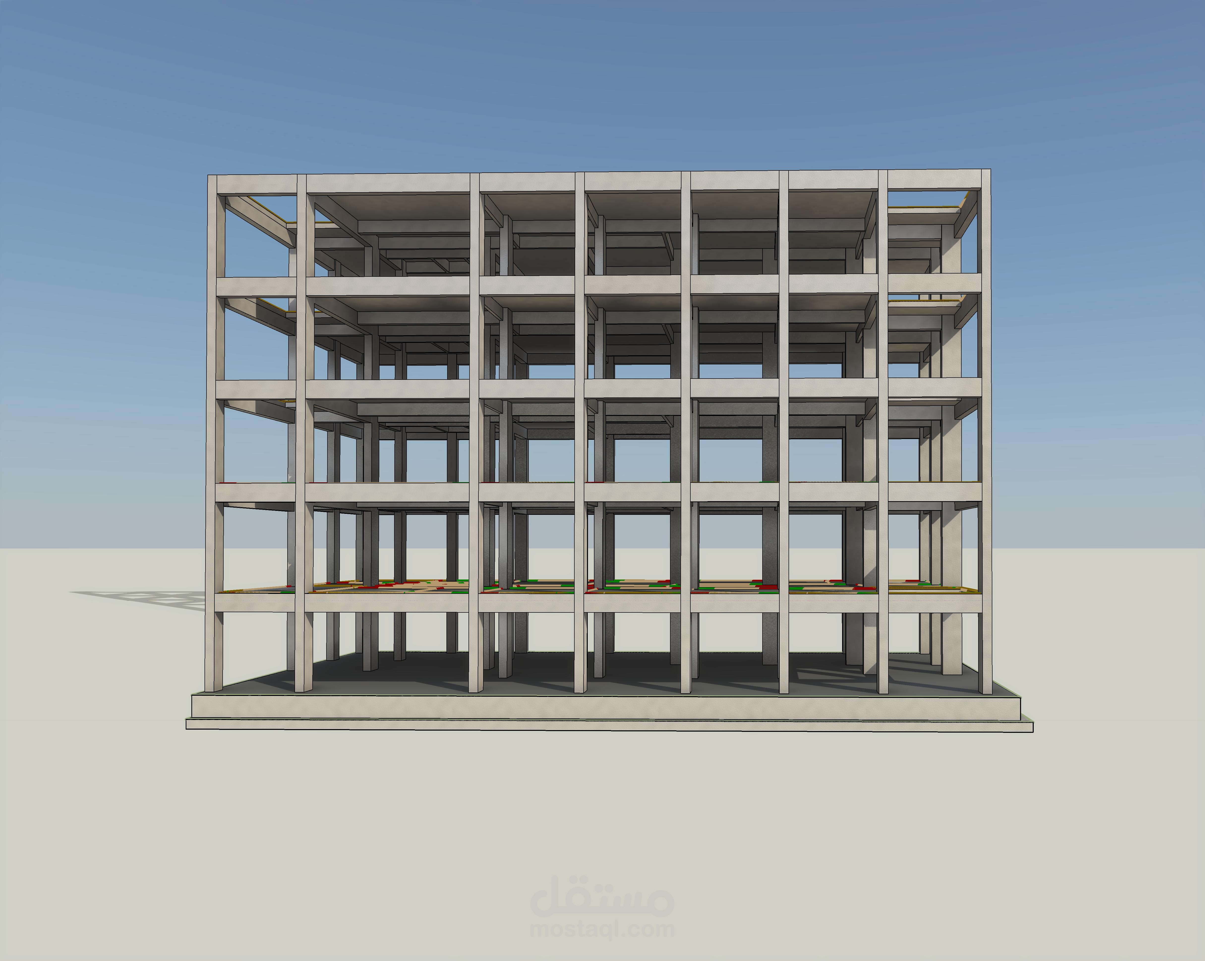 تصميم مبني خمس ادوار وحساب كميات وحصر