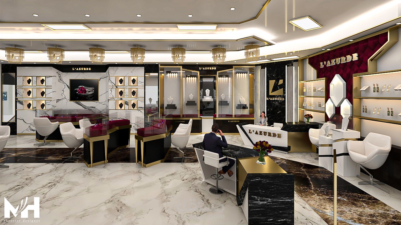 مشروع تصميم محل مجوهرات لازوردي (Lazordy Jewelry Store Design Project)