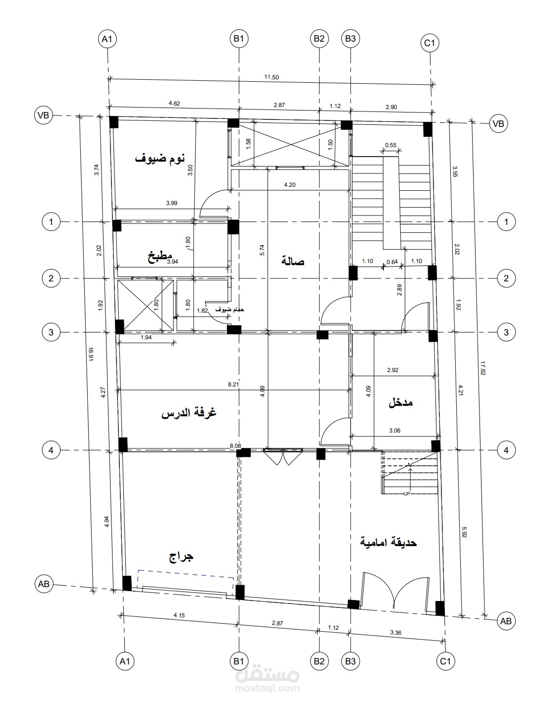 تصميم معماري لقطعة أرض بمساحة 230 متر مربع