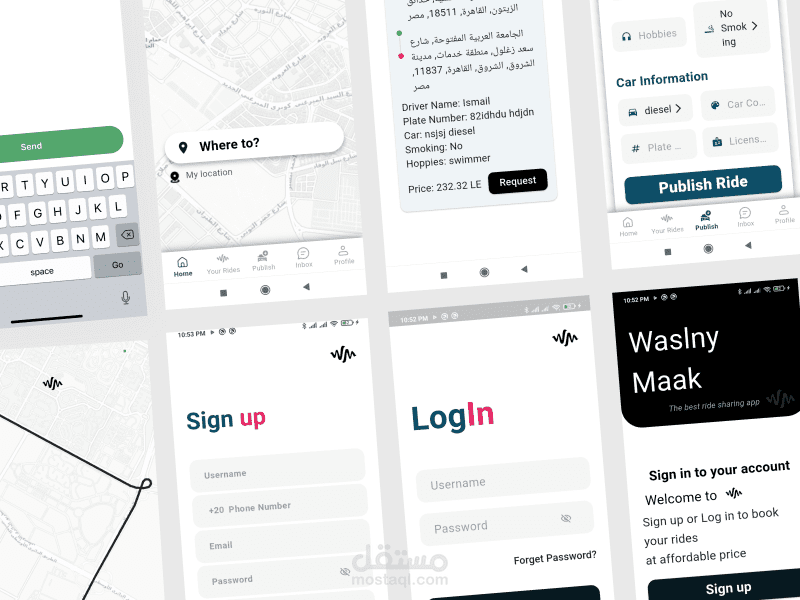 WasalnyMa3ak – Flutter Ride-Sharing App (Uber-style)