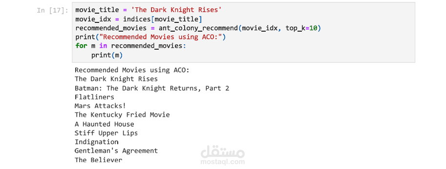 Movie Recommendation System using Ant Colony Optimization (ACO)