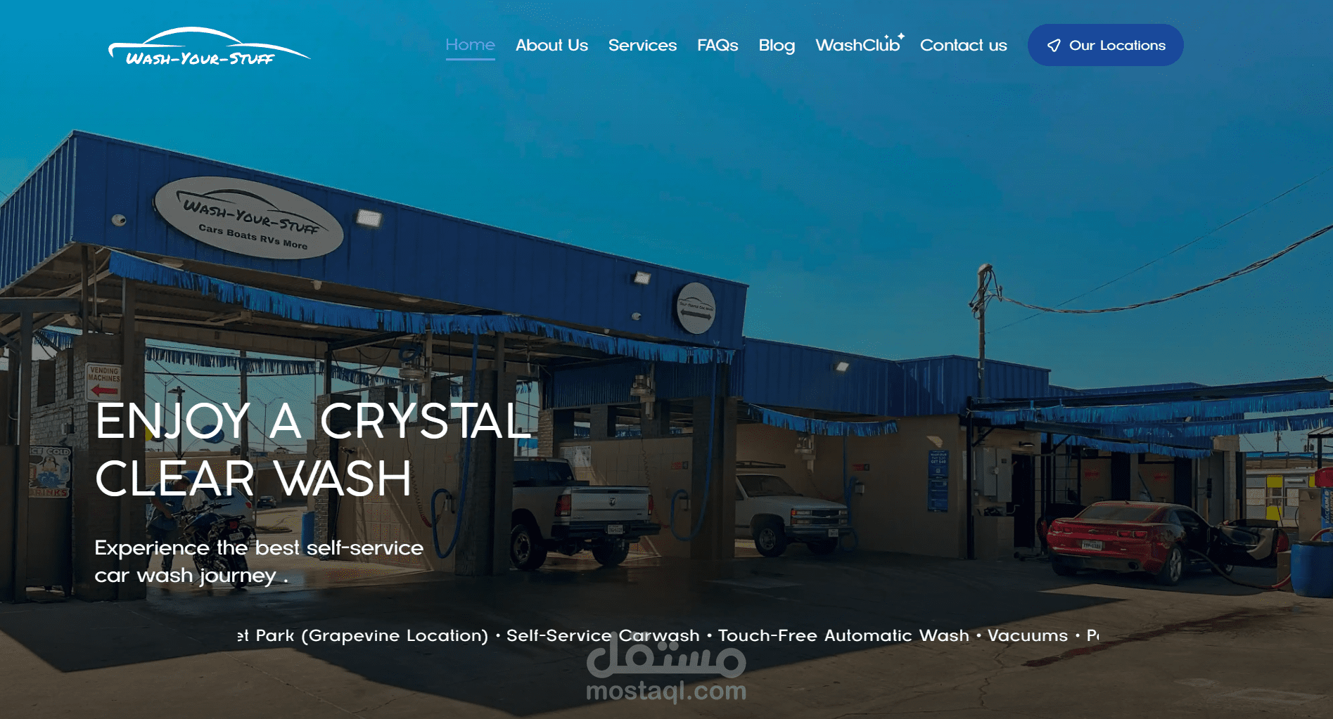 Wash Your Stuff - موقع ب React لشركة خدمات أمريكية