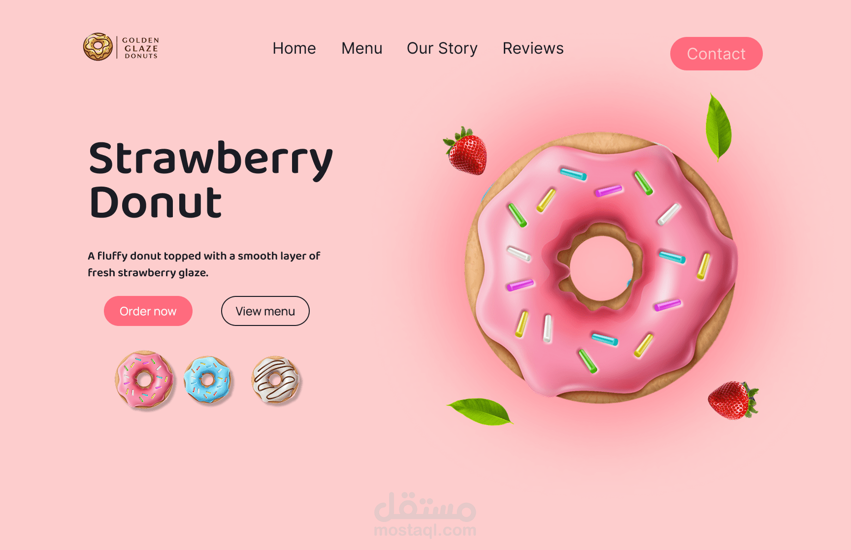 تصميم مبدئي لموقع دونتس (Donuts Website) باستخدام Figma