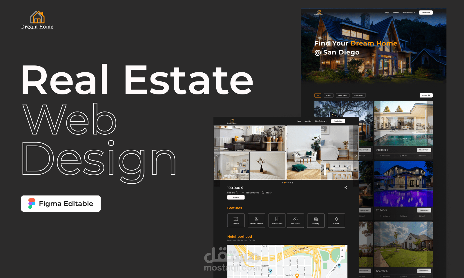 تصميم واجهة موقع عقارات احترافية باستخدام Figma