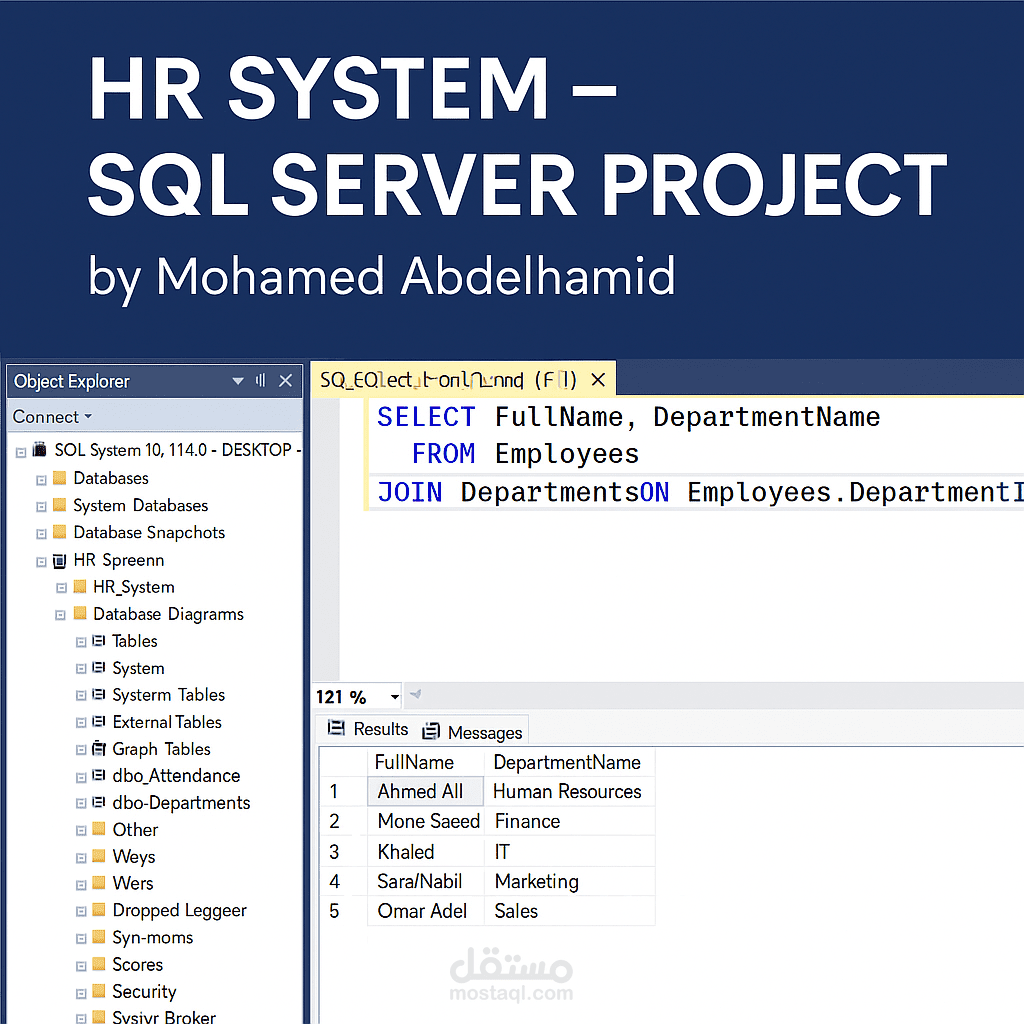 مشروع نظام الموارد البشرية (HR System) باستخدام SQL Server