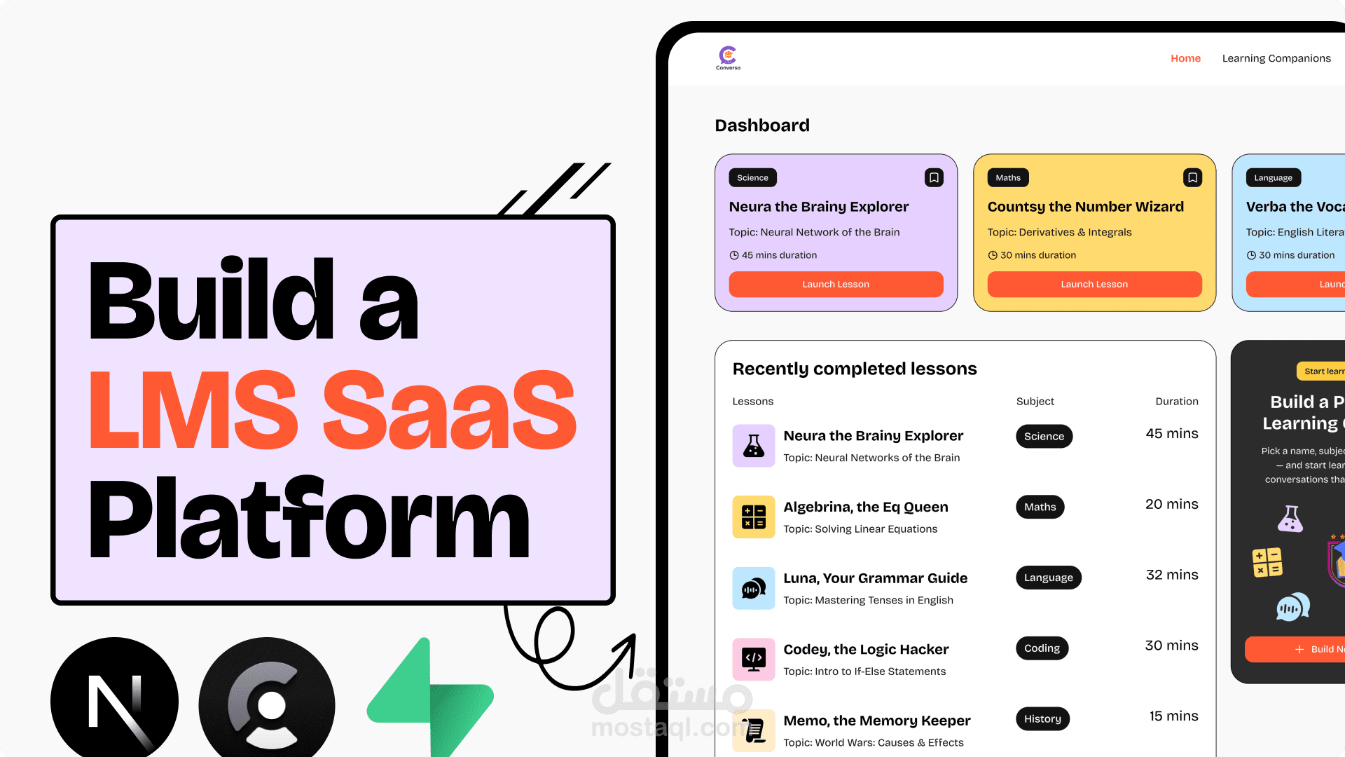 منصة تعليمية SaaS متكاملة مع اشتراكات وذكاء اصطناعي صوتي