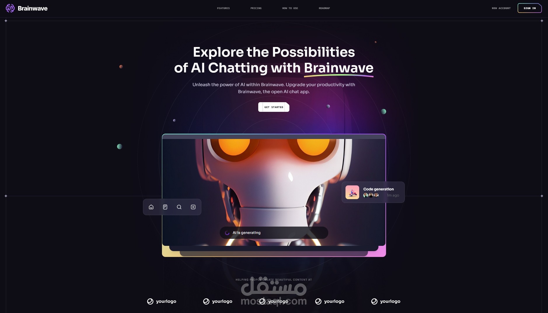 واجهة مستخدم عصرية ومبتكرة (UI/UX) لموقع تقني - Brainwave