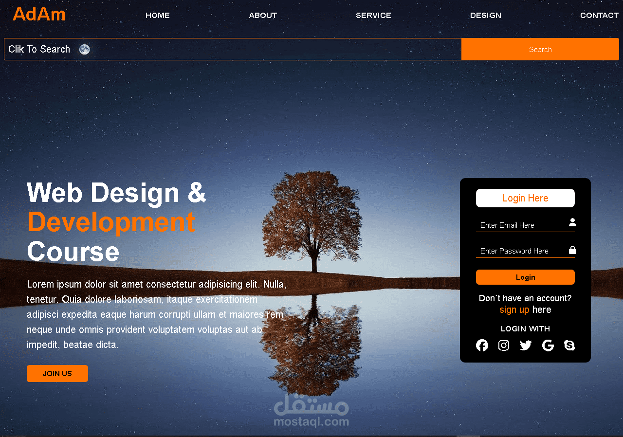 موقع شخصي باستخدام HTML & CSS