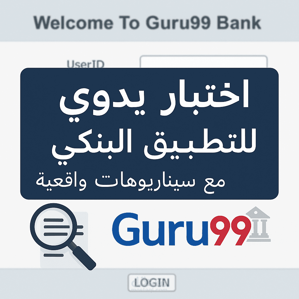 اختبار يدوي لتطبيق بنك Guru99 – تحليل وتوثيق سيناريوهات الاستخدام