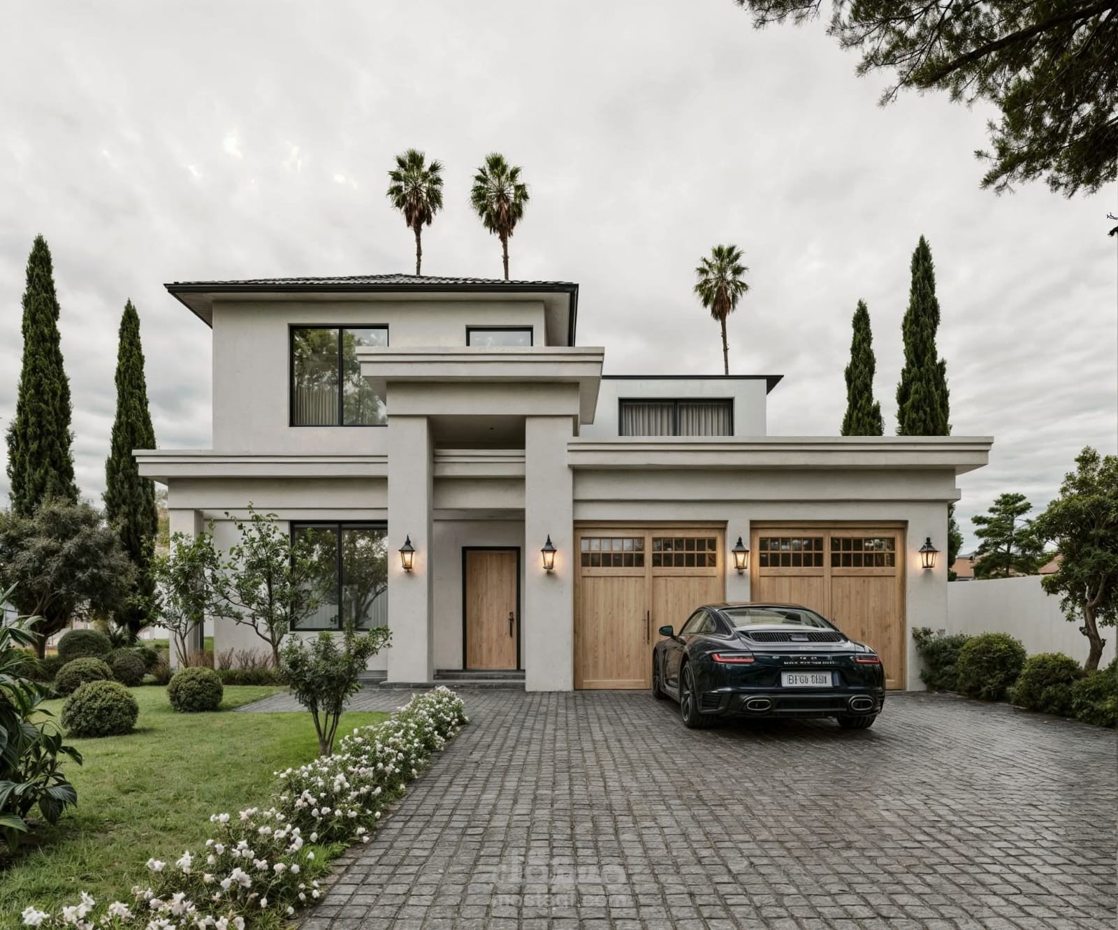 تصميم فيلا سكنية بطراز مودرن أنيق وبواجهة متناظرة