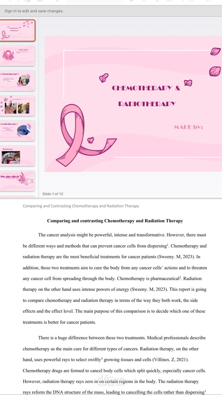 Comparing and contrasting chemotherapy and radiotherapy
