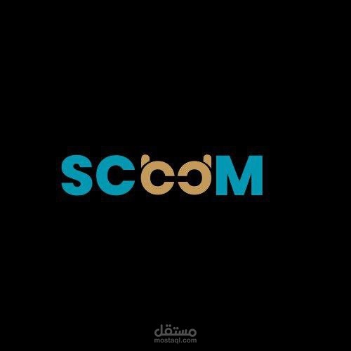 شعار احترافي لكلمة "SCOOM" بتصميم إبداعي يدمج بين الحروف والنظارات