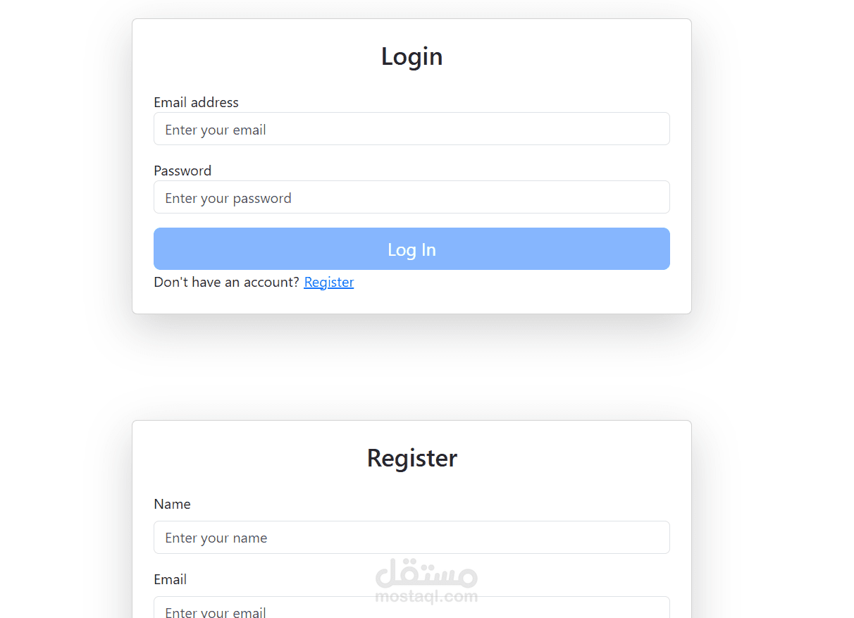 نموذج تسجيل دخول وتسجيل مستخدم باستخدام Angular