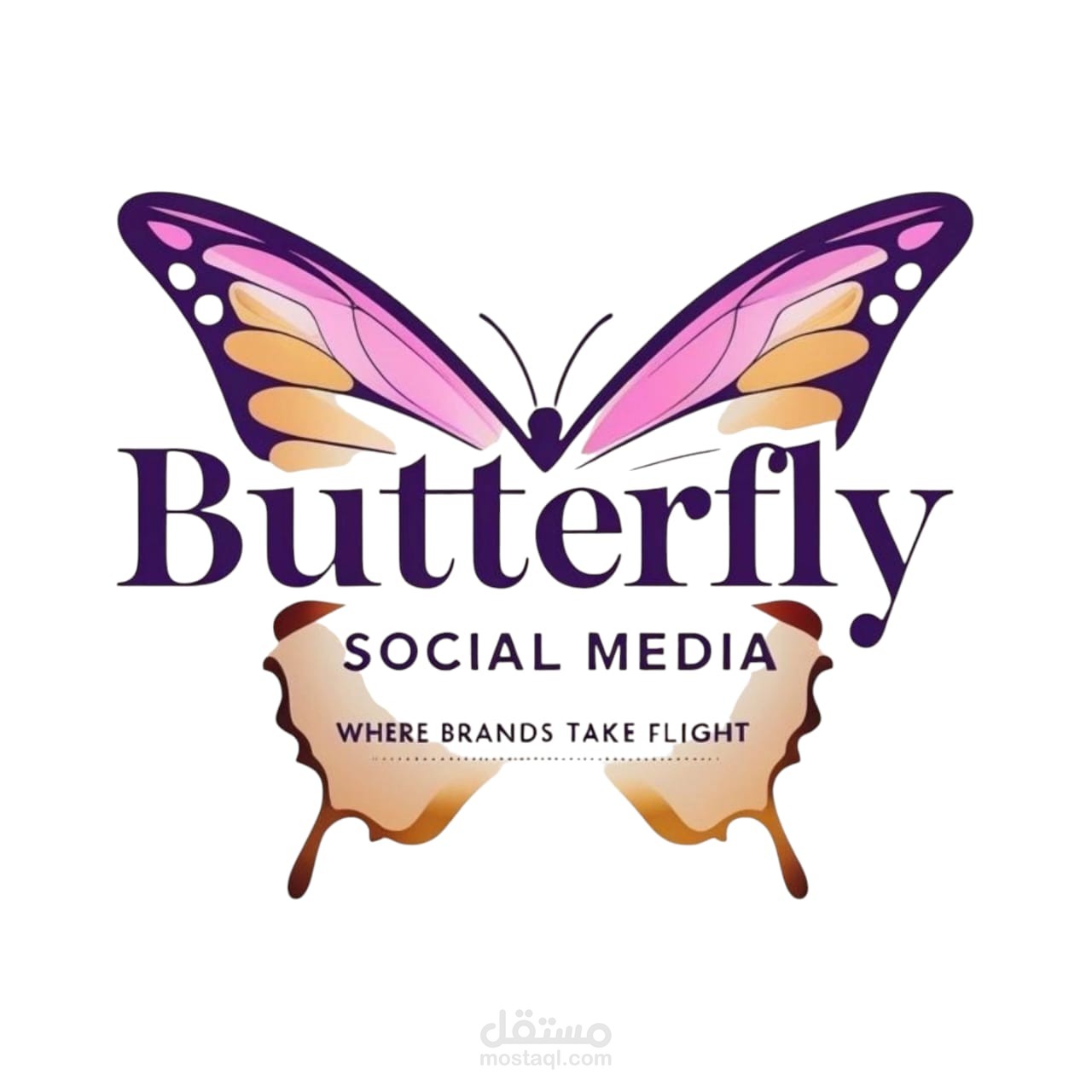 باقة كاملة لإدارة هوية سوشيال ميديا لبراند ناشئ اسمه Butterfly Social Media