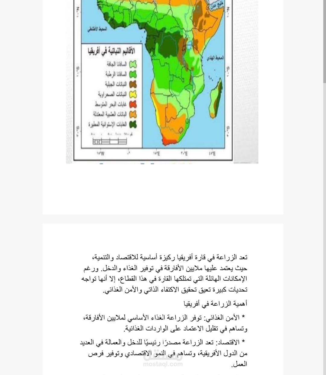 كتابه بحث عن الزراعه في افريقيا
