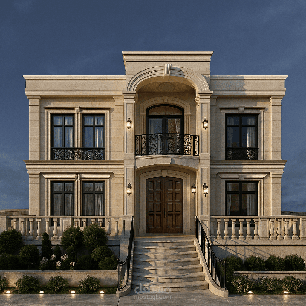 تصميم واجهة فيلا طابقين