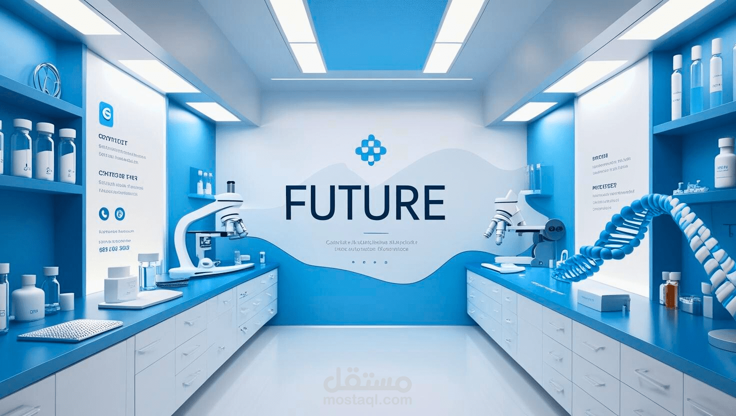 تصميم بصري احترافي لمعمل FUTURE للتحاليل الطبية