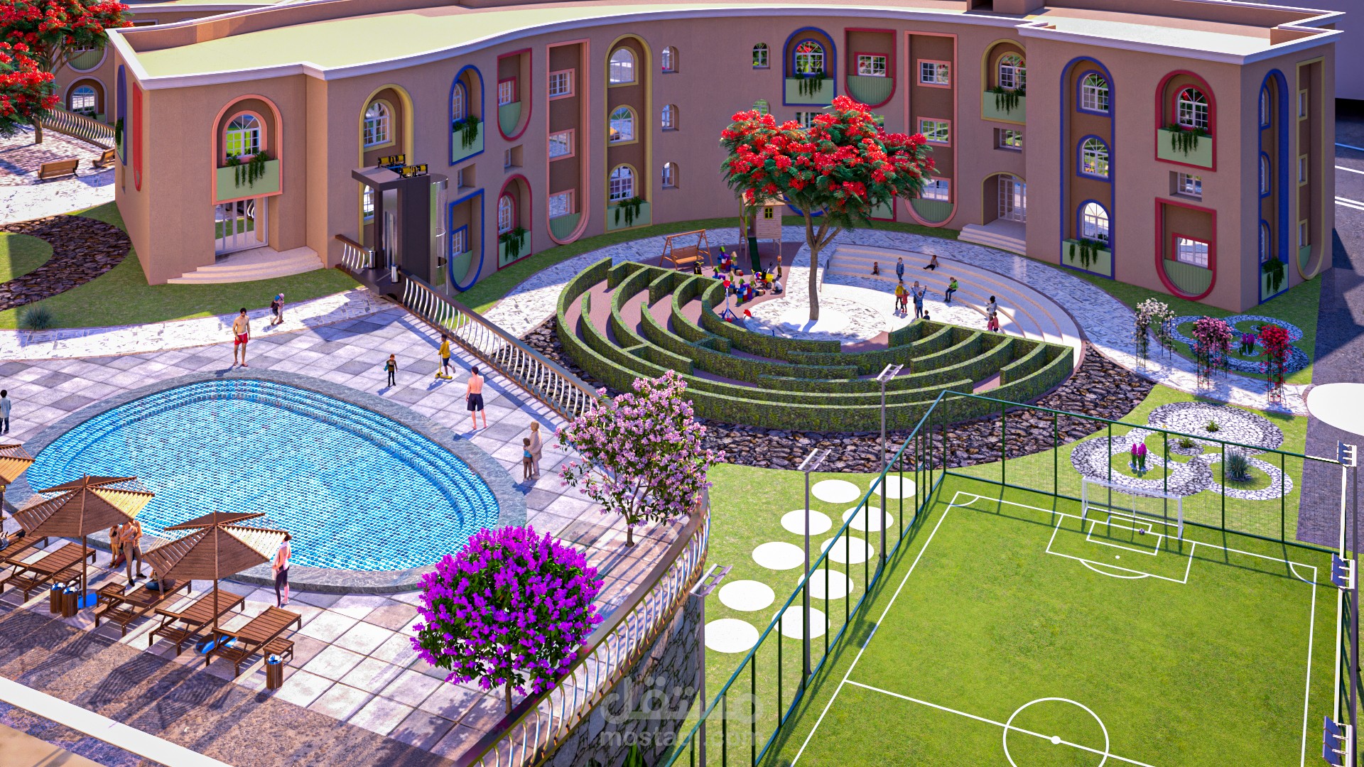 مشروع تصميم معماري - دمج دار مسنين وايتام