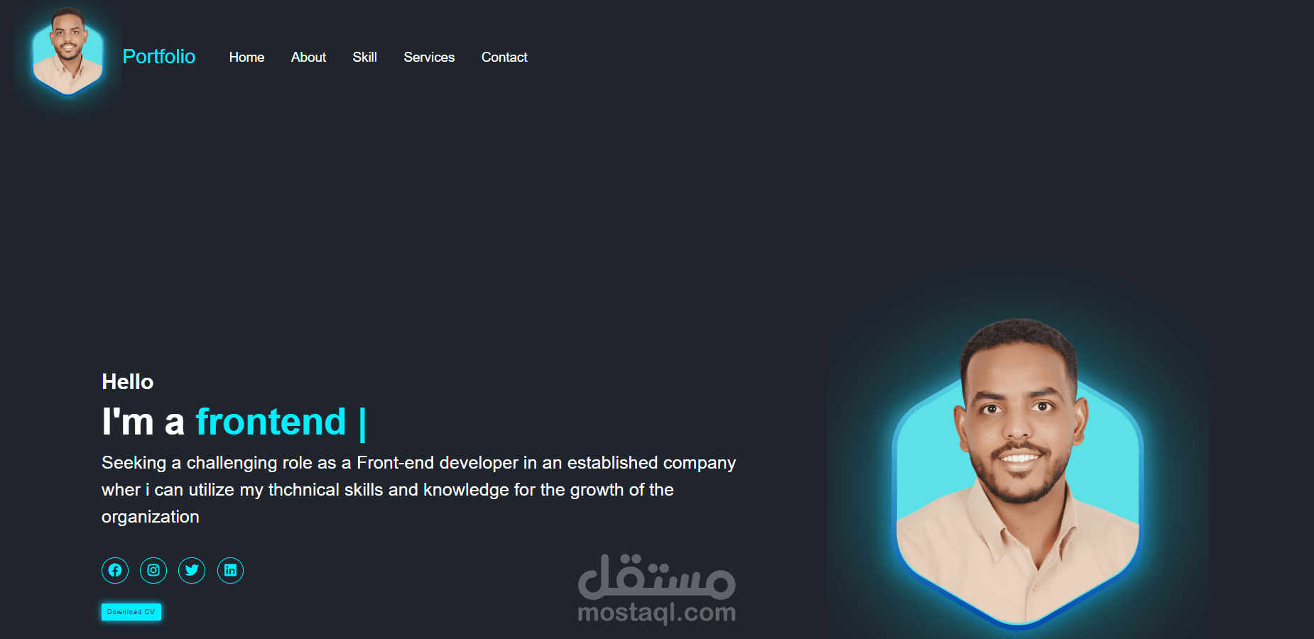 موقع بورتفوليو احترافي لعرض أعمالي كمطور Front-End