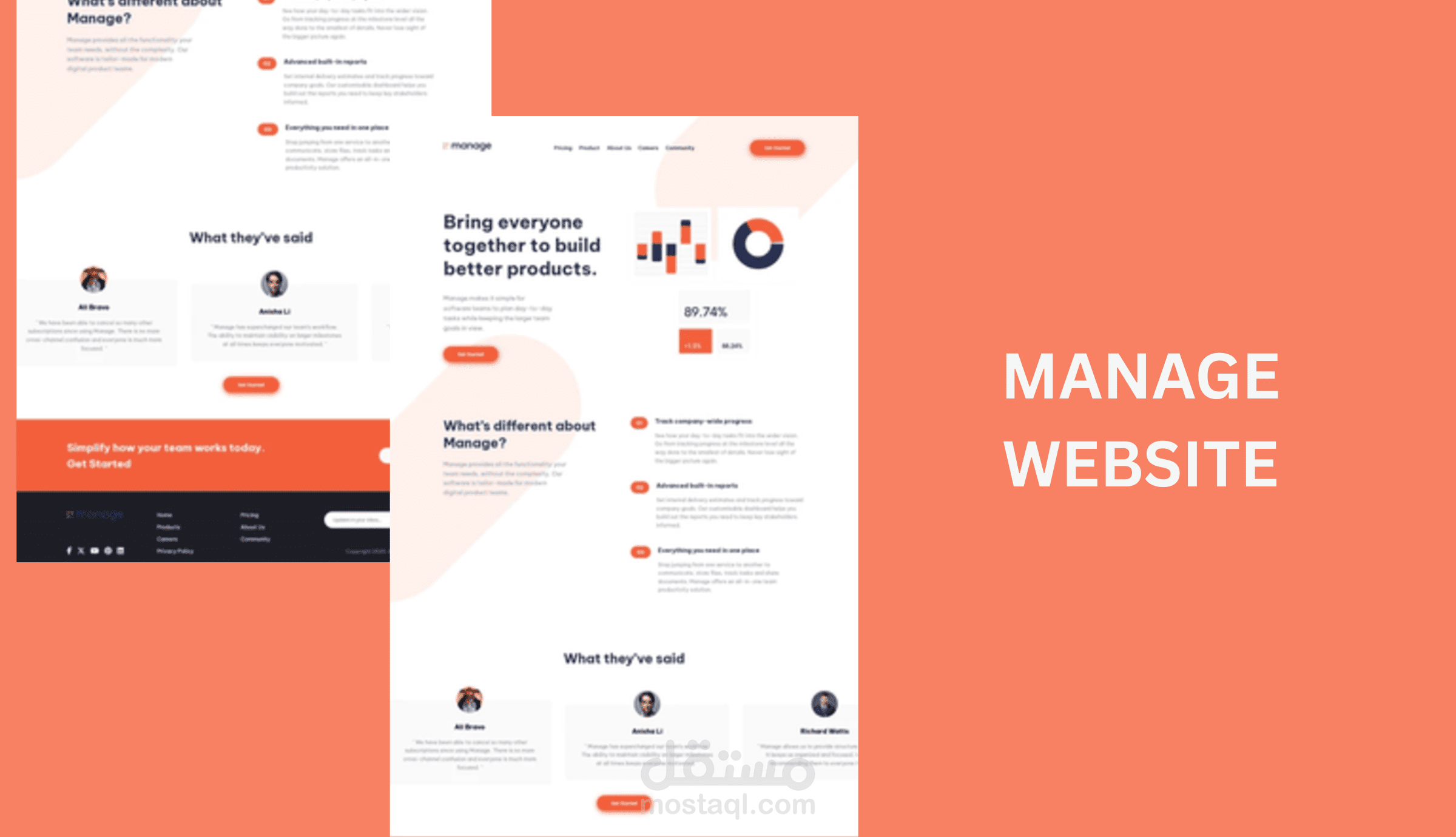 صفحة هبوط (Landing page) لشركة manage