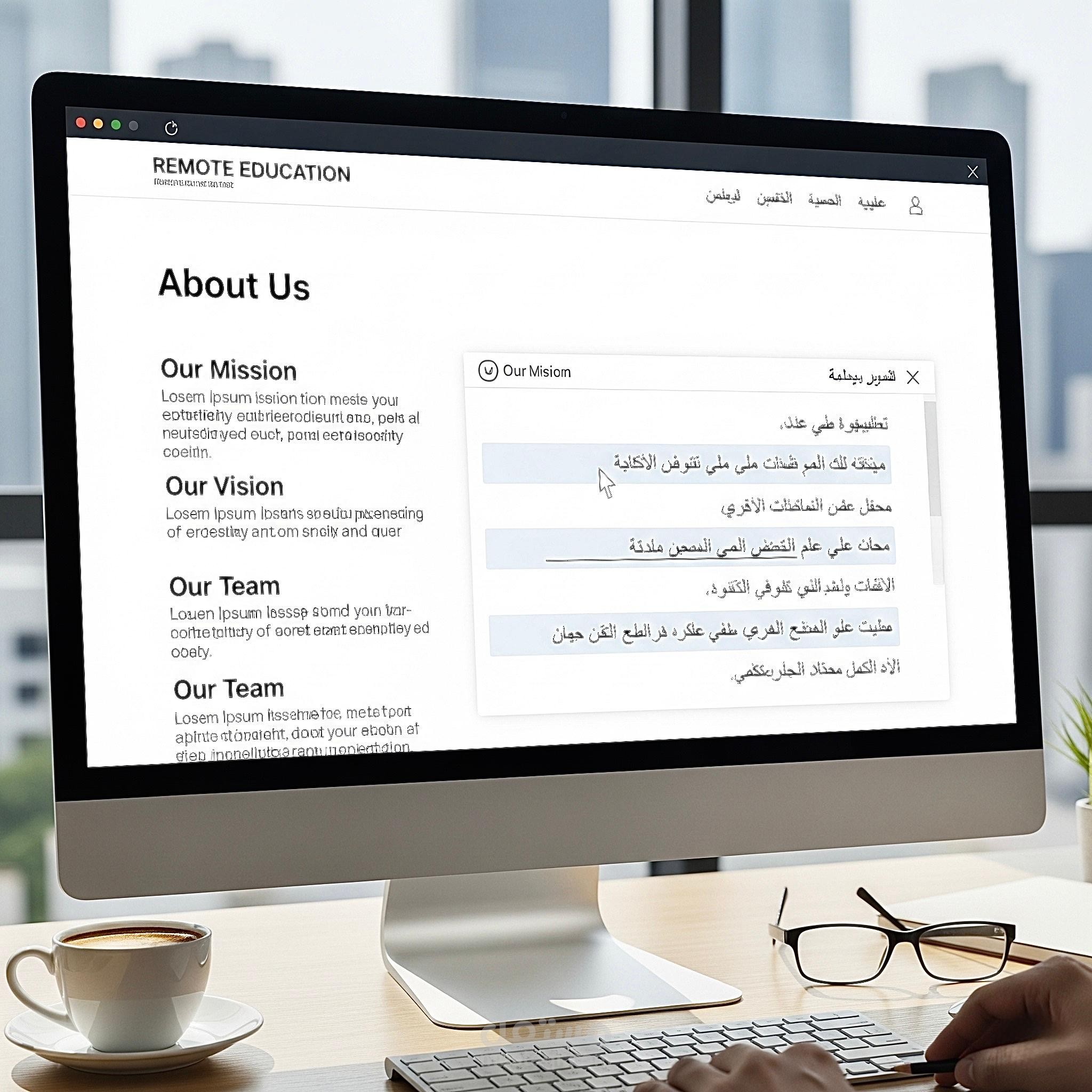 ترجمة صفحة تعريفية لموقع إلكتروني