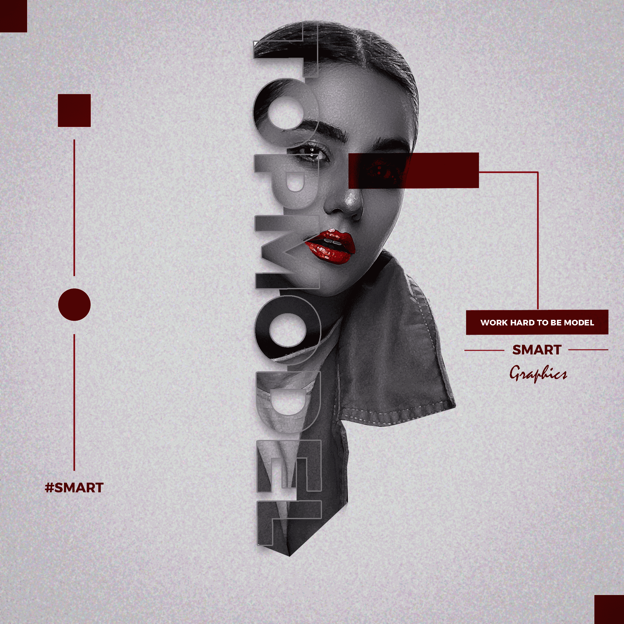 تصميم بوستر فني للموضة بتأثير التايبوغرافي | Typographic Portrait