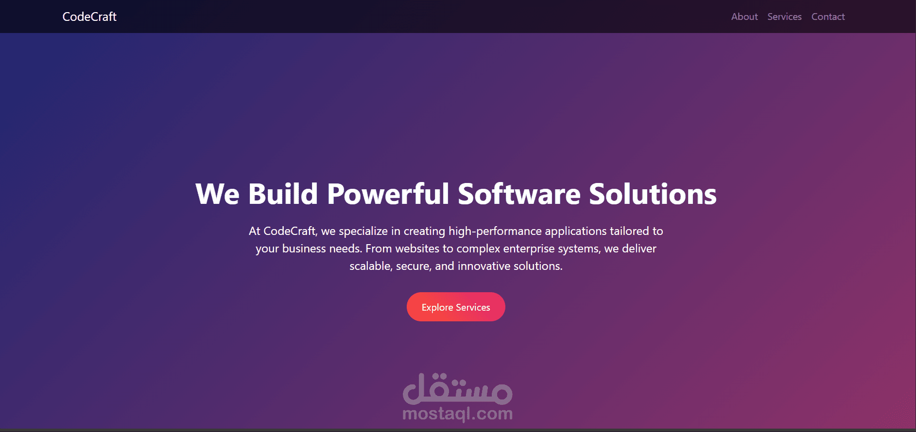 عمل mockup landing page لشركة برمجيات