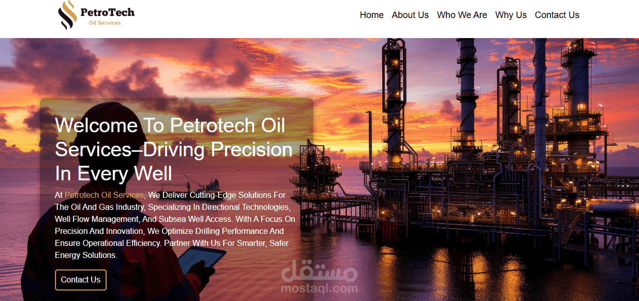 مشروع: موقع PetroTech Oil Services – شركة خدمات بترولية
