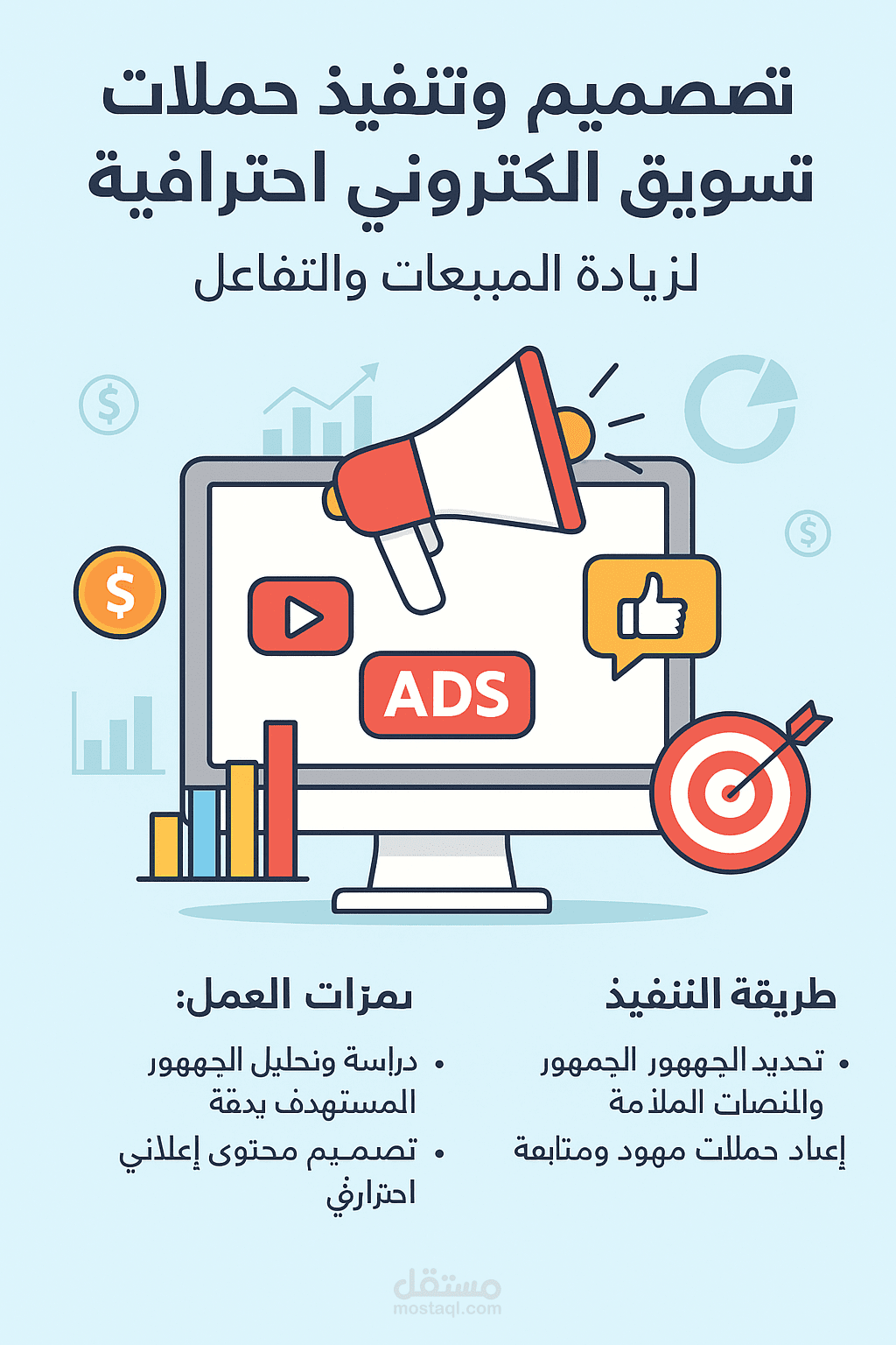 تصميم وتنفيذ حملات تسويق إلكتروني احترافية لزيادة المبيعات والتفاعل
