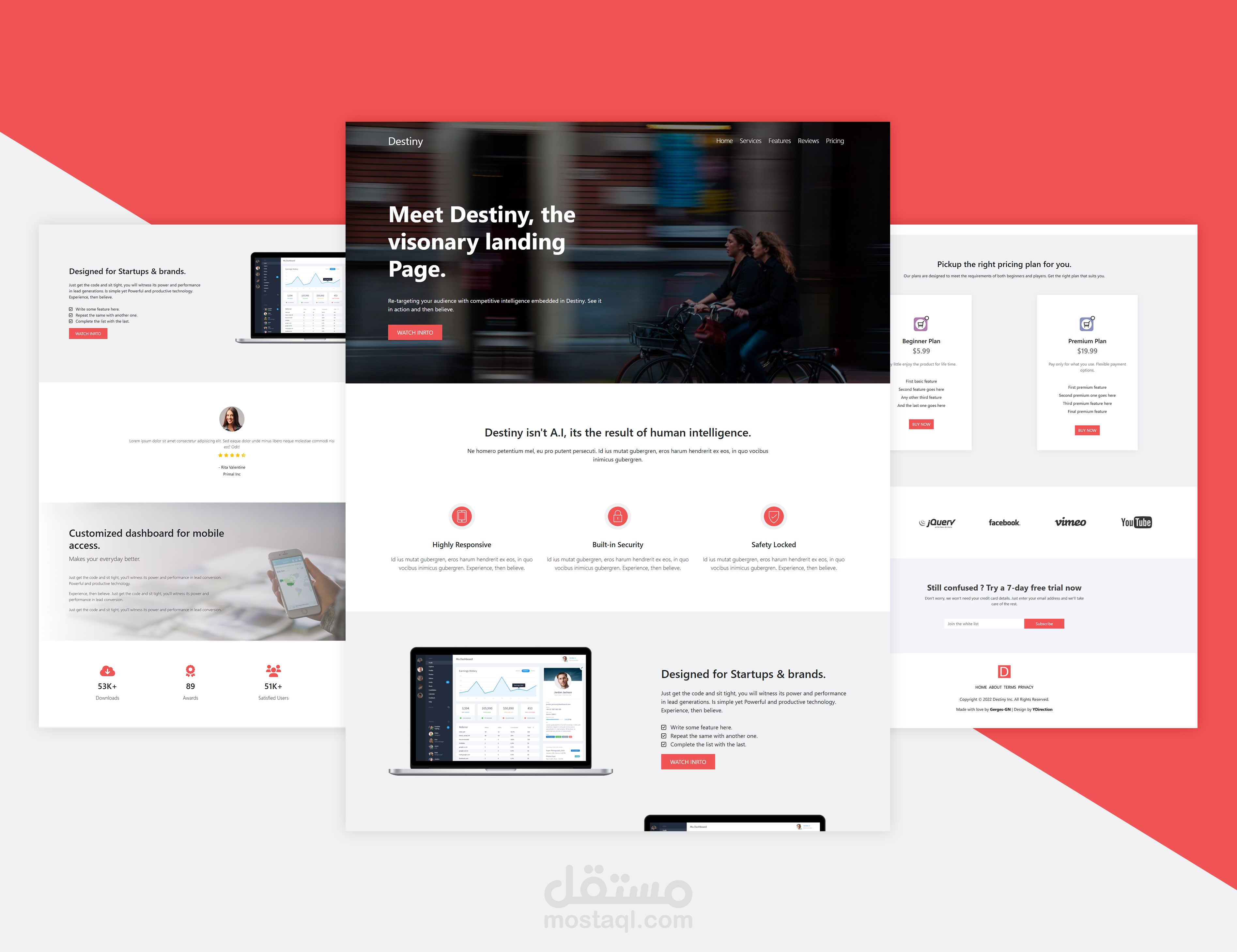 Destiny – واجهة أمامية أنيقة باستخدام React.js وTailwind CSS